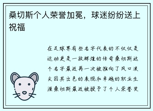 桑切斯个人荣誉加冕，球迷纷纷送上祝福